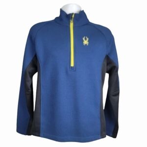 Spyder Outbound Sweater Mid Weight Logo Blue & Yellow Knit 1/4 Zip Men's Size M